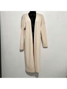 Endless Rose Ivory Knit Contrast Rib Drop Shoulder Open Long Cardigan Cream S M